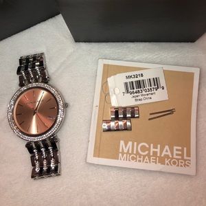 Michael Kors Darci Rose Gold Crystal Bezel Watch